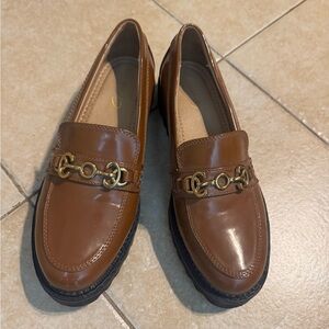 Circus by Sam Edelman Brown Loafers with Gold Accents